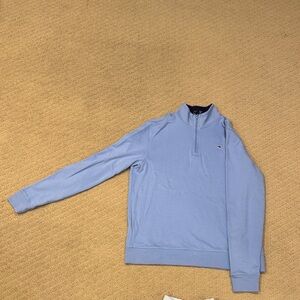 Vineyard Vines Young Men's Sky Blue Quarter Zip-Up Sweater